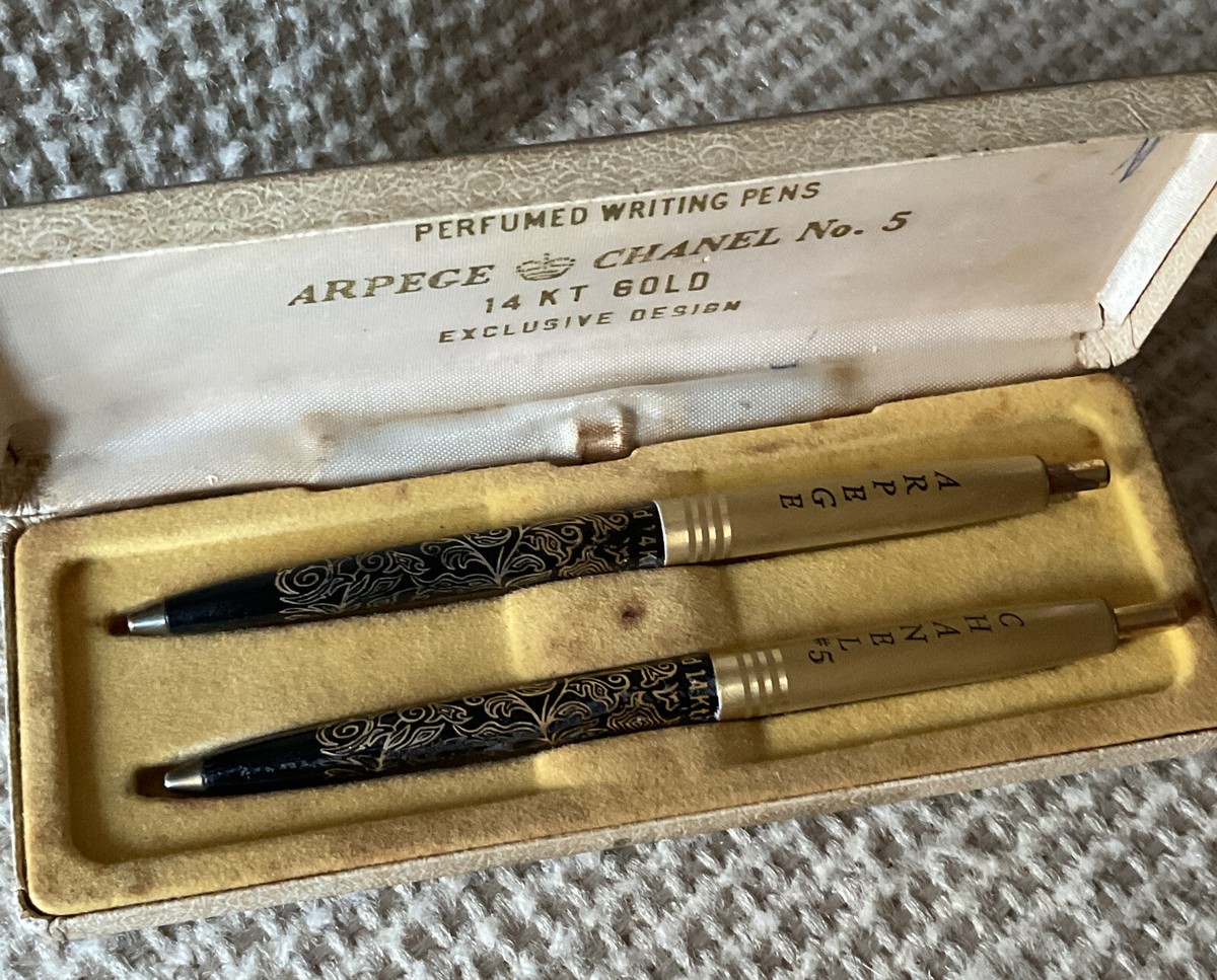 Vintage Arpege Chanel No 5 Perfumed Ink Pens 14 kt Gold