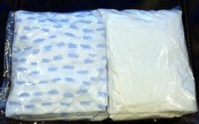 2 Brooklinen Toddler Crib Fitted Sheet Blue Matchstick pattern White Cotton 100
