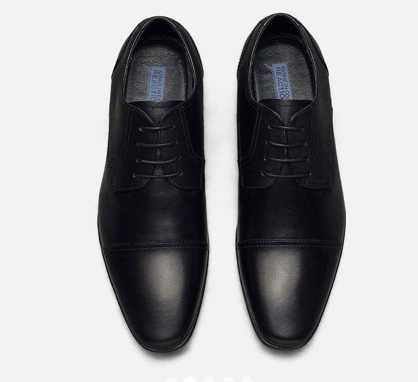NWT Kenneth Cole Men’s 11M Black Genuine Leather Cap Toe Oxford Lace Up Stitch NIB Men main image 2