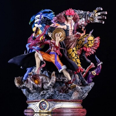 ONE PIECE 3 Pirate Captains Kid Luffy Law Anime 22cm PVC Action Figure Statue 