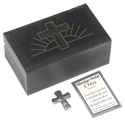M Cornell Rectangle Wooden Box Ganz Hope Pocket Cross Christmas Gift Religious
