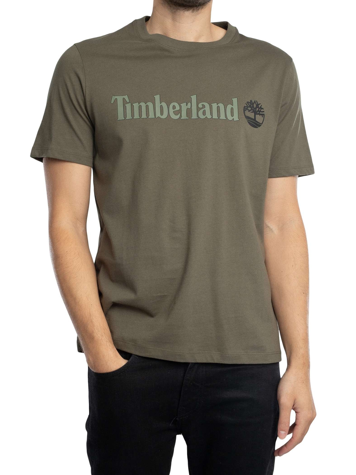 Мужская футболка с линейным логотипом Timberland, зеленая