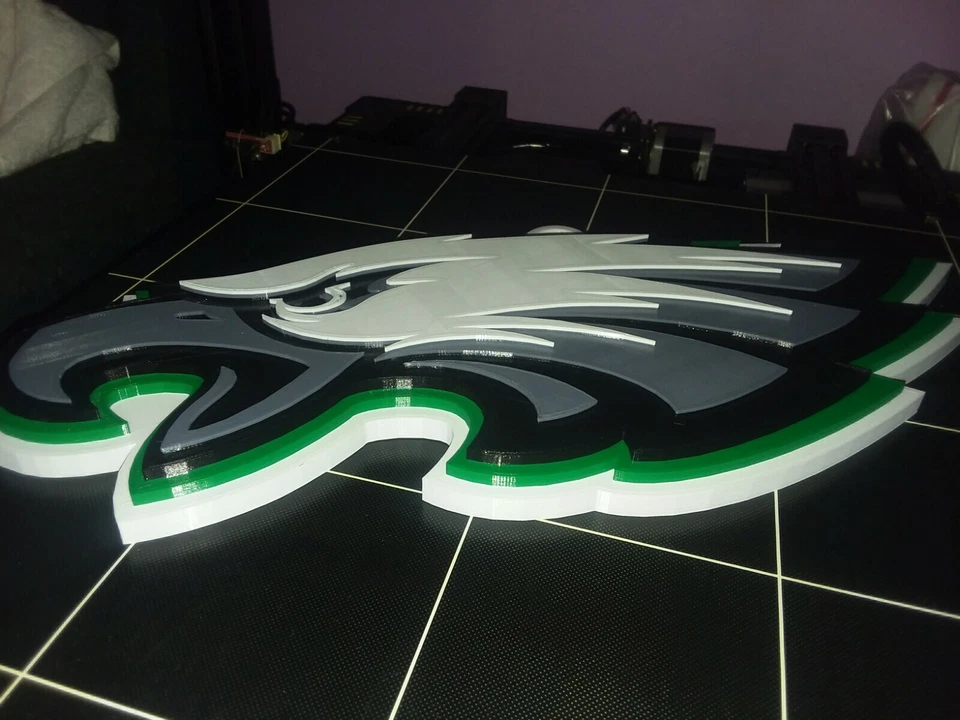 Placa de parede com logotipo gráfico 3D impresso em 3D NFL Philadelphia Eagles 15 polegadas - Imagem 2 de 4