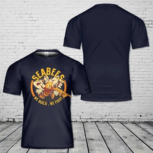 Custom Name US Navy Seabee We build, We fight T-Shirt 3D