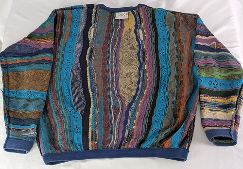 Vintage COOGI Sweater 90’s Knit 3D Textured Abstract Multi Colored Mens Medium - Picture 14 of 14