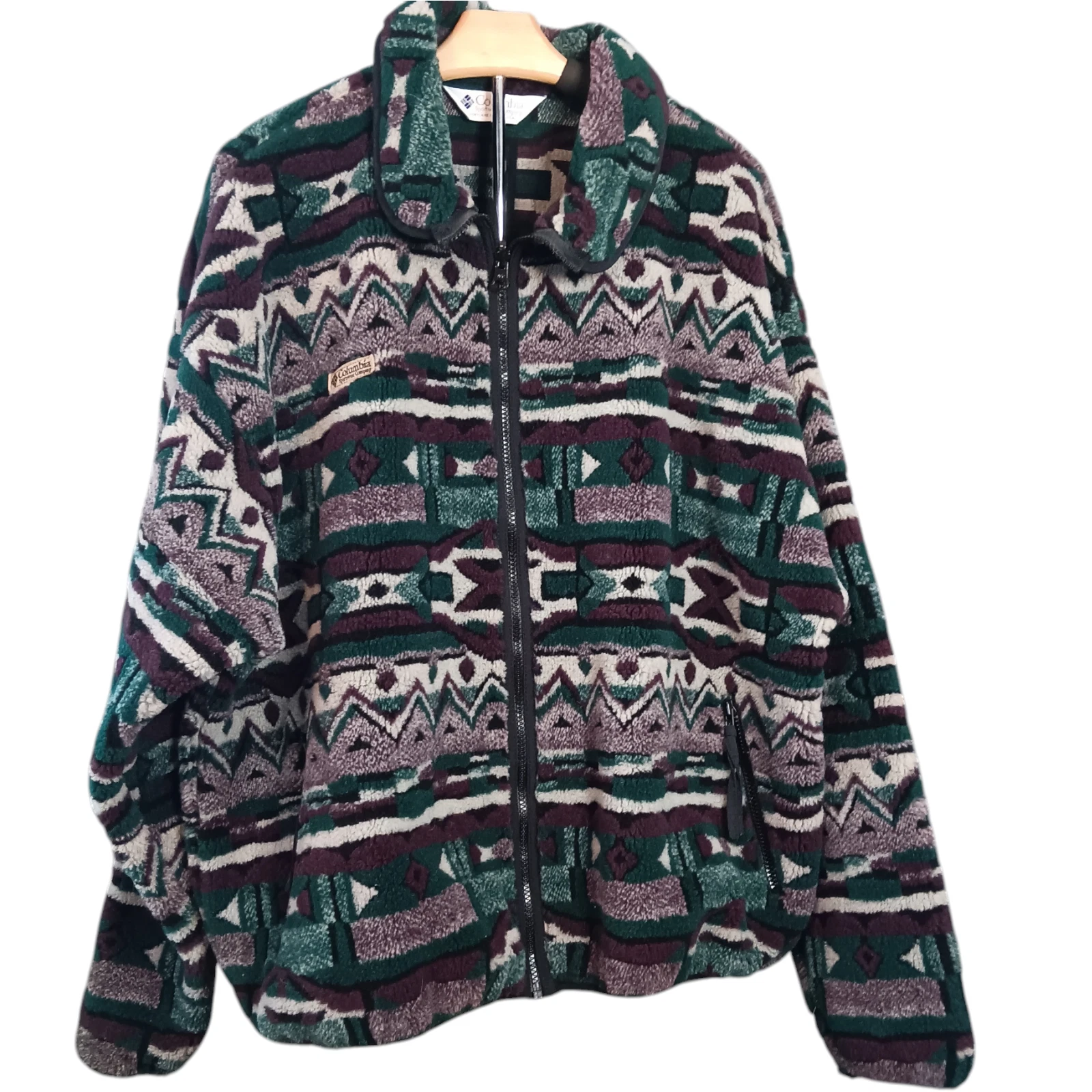Columbia Sportswear Full Zip High Pile Fleece Jacket Aztec USA 90s Big Man 2X