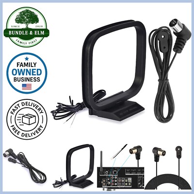 75 Ohm FM AM Antenna Set for Indoor Radio Home Theater Receiver Enhanced Rece...