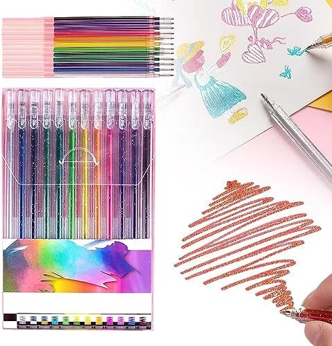 12Pcs/Set Ballpoint Pen Set Glitter Gel Pens For School Office