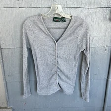 Vintage 80s American Eagle Outfitters Womens S Button Up Top Shirt Blouse Gray