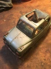 Vintage bandai Fiat 600 tin car with pull back roof cover  japan 7" rag top