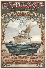 La Veloce Navigazione Genova Dampfschiff Transatlantik Brasilien Plakate A3 278