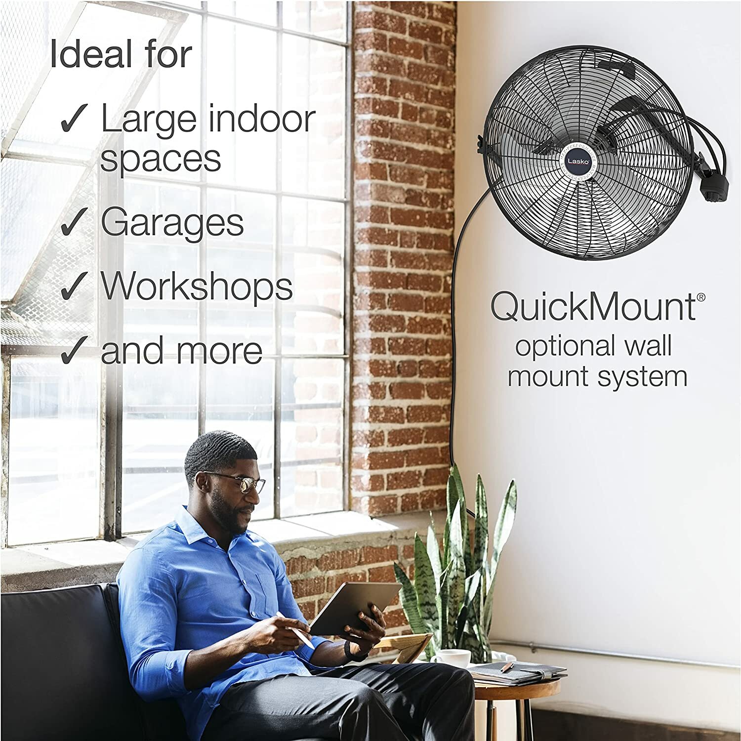 Lasko 20u0026#034; High Velocity Fan QuickMount, Easily Converts from a Floor  Wall Fan | eBay