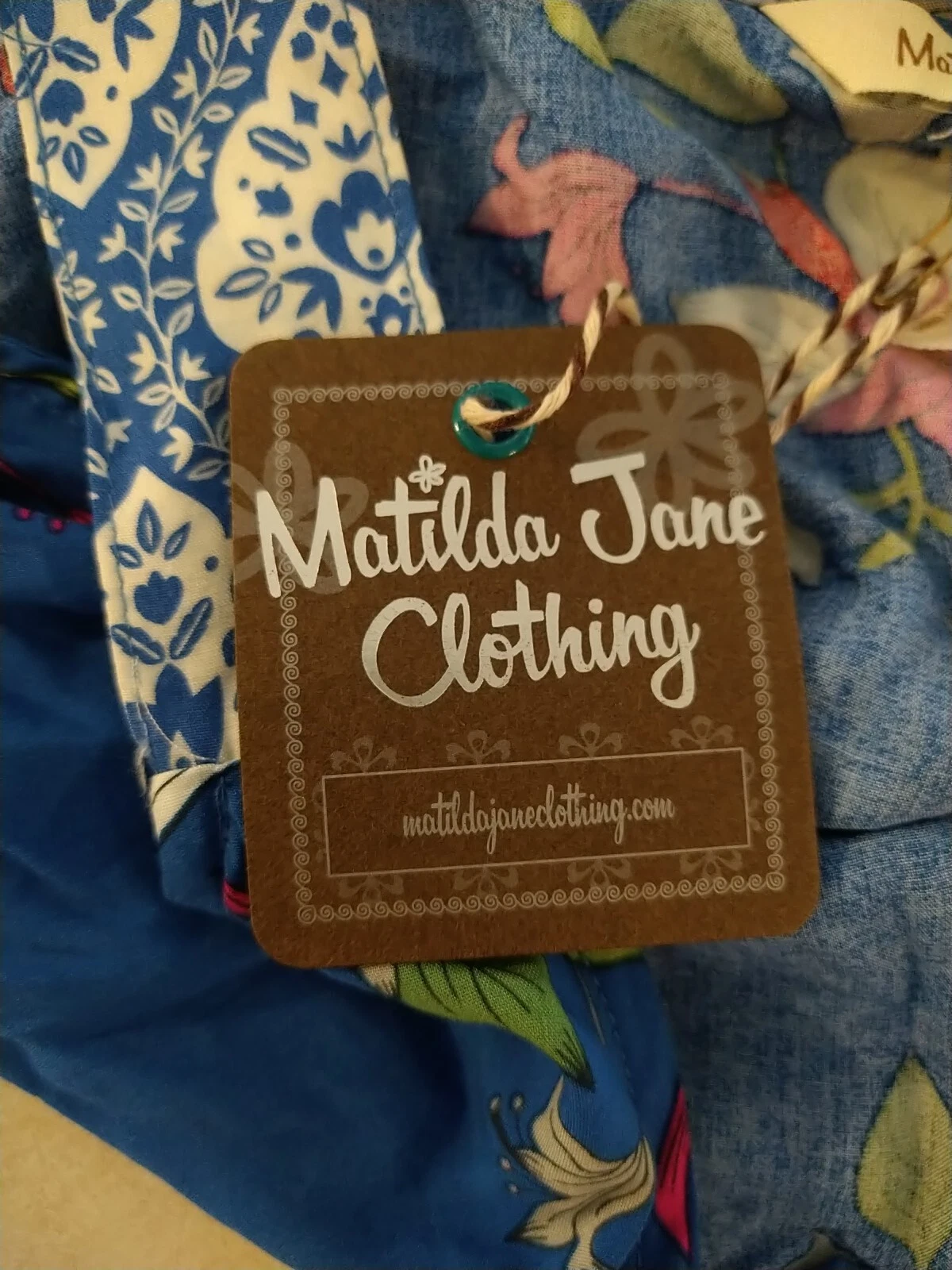 VETEMENTS prendisole donna M Matilda Jane perfettamente lucido blu floreale tasca floreale NUOVO