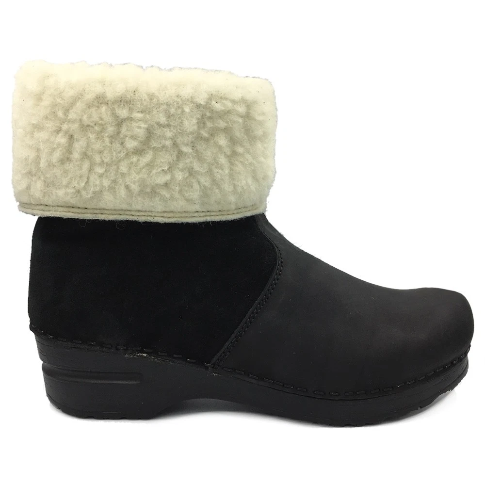 Sanita Black Boots with White Fur Trim Santa Boots White Fur Cuff Christmas Holiday Festive Adult  main image 3