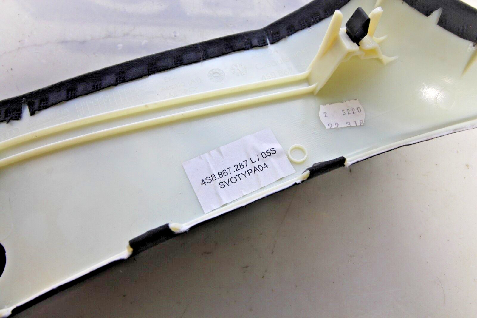 17-21 AUDI R8 V10 PLUS RWS OEM ALCANTARA C PILLAR TRIM PANEL 4S8867287L GENUINE