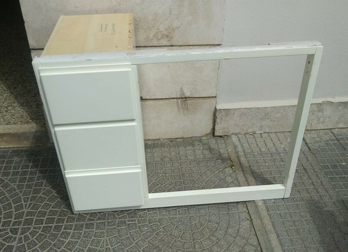 Bathroom cabinet washbasin white wood handmade drawers 109x81x55
