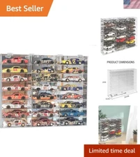 Clear Acrylic 24-Compartment Toy Car Storage Case with Easy Wall Mount Features