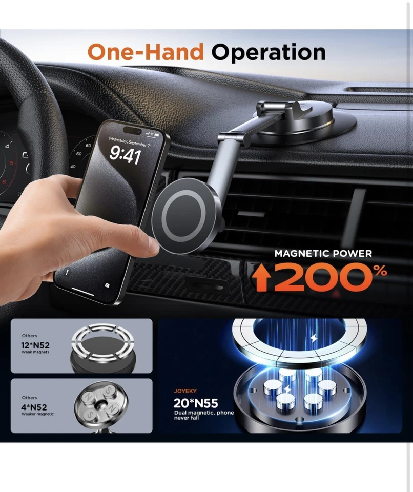 360° Universal Pro Strong Magnetic Suction Car Phone Holder Dashboard Mount 2024 - Image 3 of 4