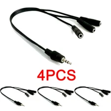 US 3.5mm Male Plug to 3x 1/8" 3.5mm Stereo Jack Female Audio Splitter Cable 4Pcs