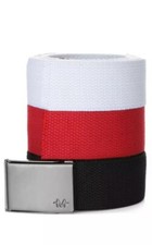 Marino Mens Casual Web Belts Red/Black/Whit Military Style w/Bottle Opener Steel