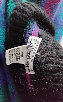Vintage Gallagher Mohair Blend Sweater Womens M Blue Green