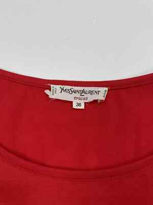 Vintage 1990s 90s YSL Yves Saint Laurent Red Tricot Cotton Long
