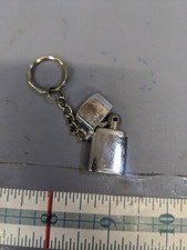 Vintage Keyring Key Chain Miniature Silver Metal Cigarette / Cigar Lighter