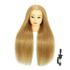 FUGUIRENHAIR 30" 80% Human Hair Mannequin Head Styling Training Head Blonde