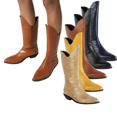 pointed toe mid calf boots