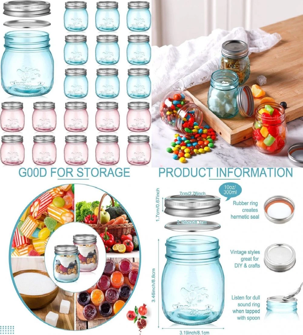 10oz Glass Jars With Lids And Spoons, Airtight Containers For