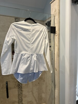 COS LONG SLEEVE BLUE White Layered Peplum WOMEN'S SHIRT BLOUSE SIZE 2 Xs |  eBay