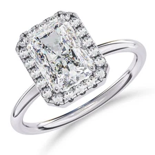 IGI 1.95 Ct Asscher Lab Grown Diamond Halo Engagement Ring in 14K White Gold