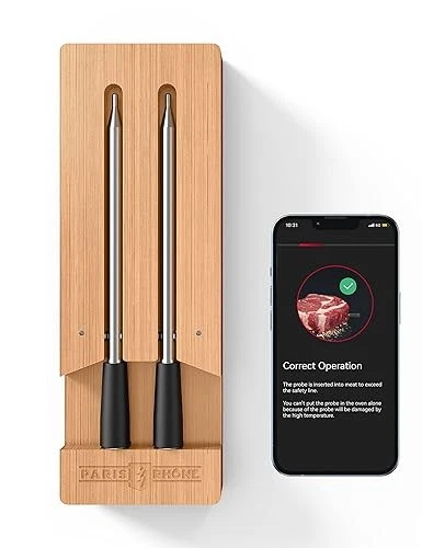 Paris Rhône 263ft Smart Meat Thermometer Wireless PE-TM002 - Bamboo/2 Probes
Opens in a new window o