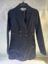 Jolt Trench Coat double breasted black Sz Small