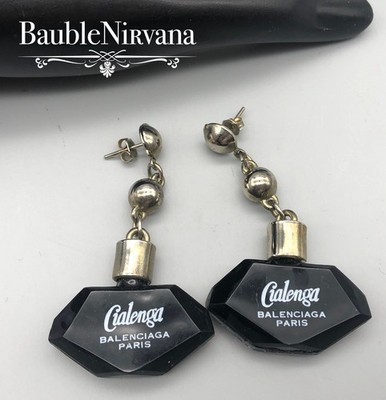 Vintage Fun Pierced Earrings Cialenga Balenciaga Paris Perfume Bottles