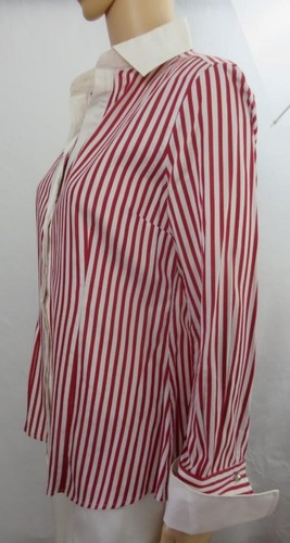 Carolina Herrera rot/weiß gestreiftes Hemd Langarm Kragen Knopfleiste Größe 8 - Bild 4 von 5