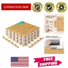 Elegant EVA Interlocking Mats - Waterproof Foam Tiles for Home & Garage, 11 SQFT