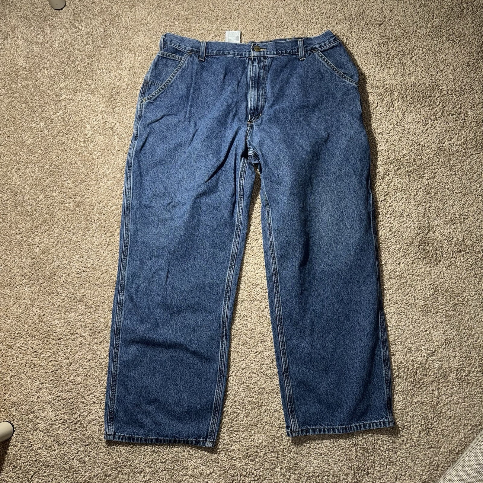 Carhartt Men's Work Pants B13 DPS Carpenter Denim Original Fit Blue 40x30 thumbnail 2