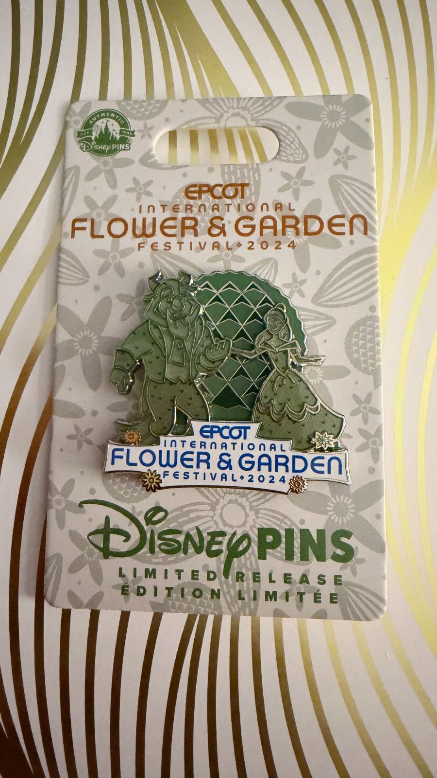 Disney Parks 2024 Epcot Flower & Garden BEAUTY AND THE BEAST Topiary Pin NEW