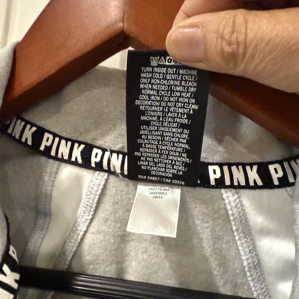 Pullover Victoria’s Secret ROSA Ultimate 1/4 Cremallera Gris Wte Manga Larga Para Mujer’s M Foto 3 de 4