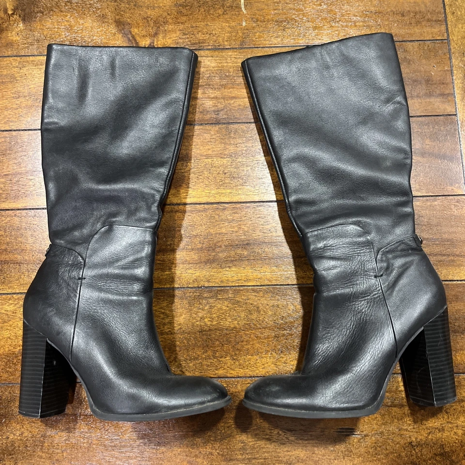 Botas superiores de cuero negras hasta la rodilla Liz Claiborne para mujer talla 7,5 Foto 2 de 4