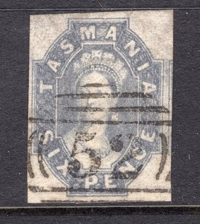 Tasmania 1863 6d QV Chalon grey violet imperforate SG 46 CV $160
