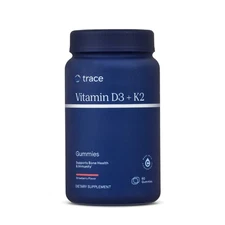 Trace Minerals Vitamin D3 + K2 Gummies Bone Muscle Heart Health Strawberry 60ct
