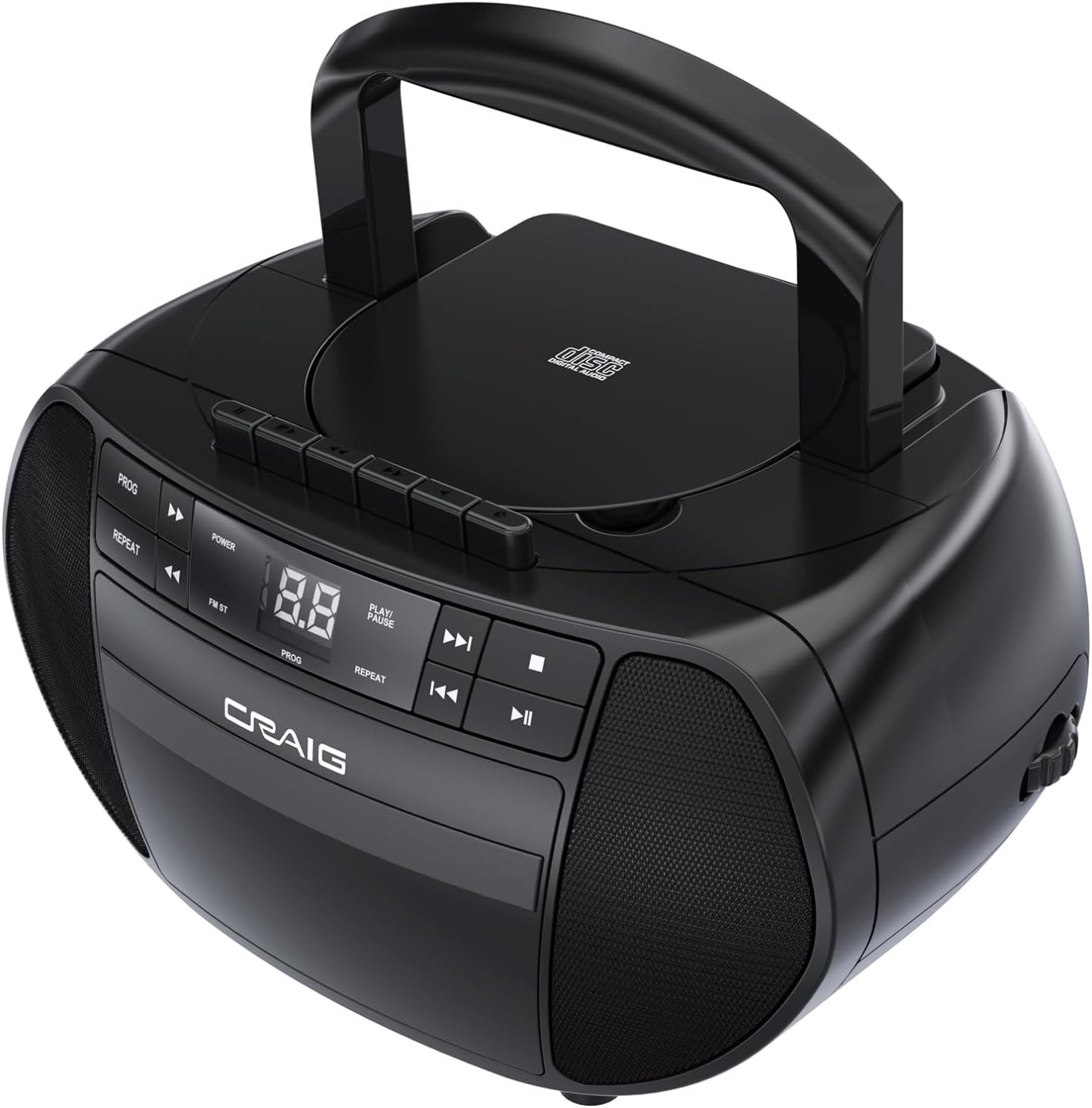 Portable Top-Loading CD Boombox Cassette Player/Recorder wit