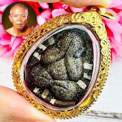 Closed Eye Pidta Silver 9 Takrut Koon Banrai Rich Money Wealth Thai Amulet 18584