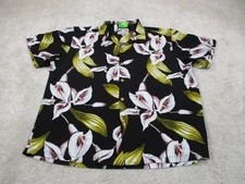Paradise Found Shirt Men XL Black Floral Graphic Print Hawaiian Button Up