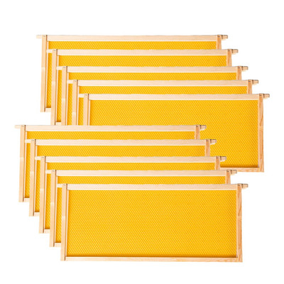 Deep Brood Beehive Frames with Wax Foundation,10 Pack Honey Bee Frames with 100%