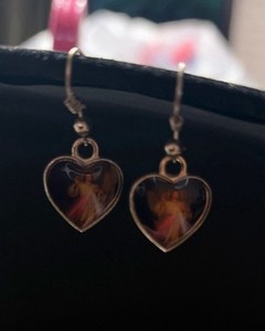 Vintage Inspired jesus Glass Heart Drop Earrings