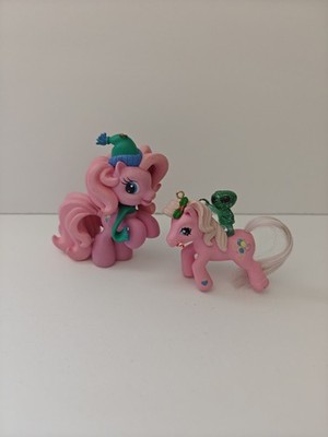 Lot of 2 My Little Pony Pinkie Pie Christmas Ornament Figures Hasbro 2004 2010