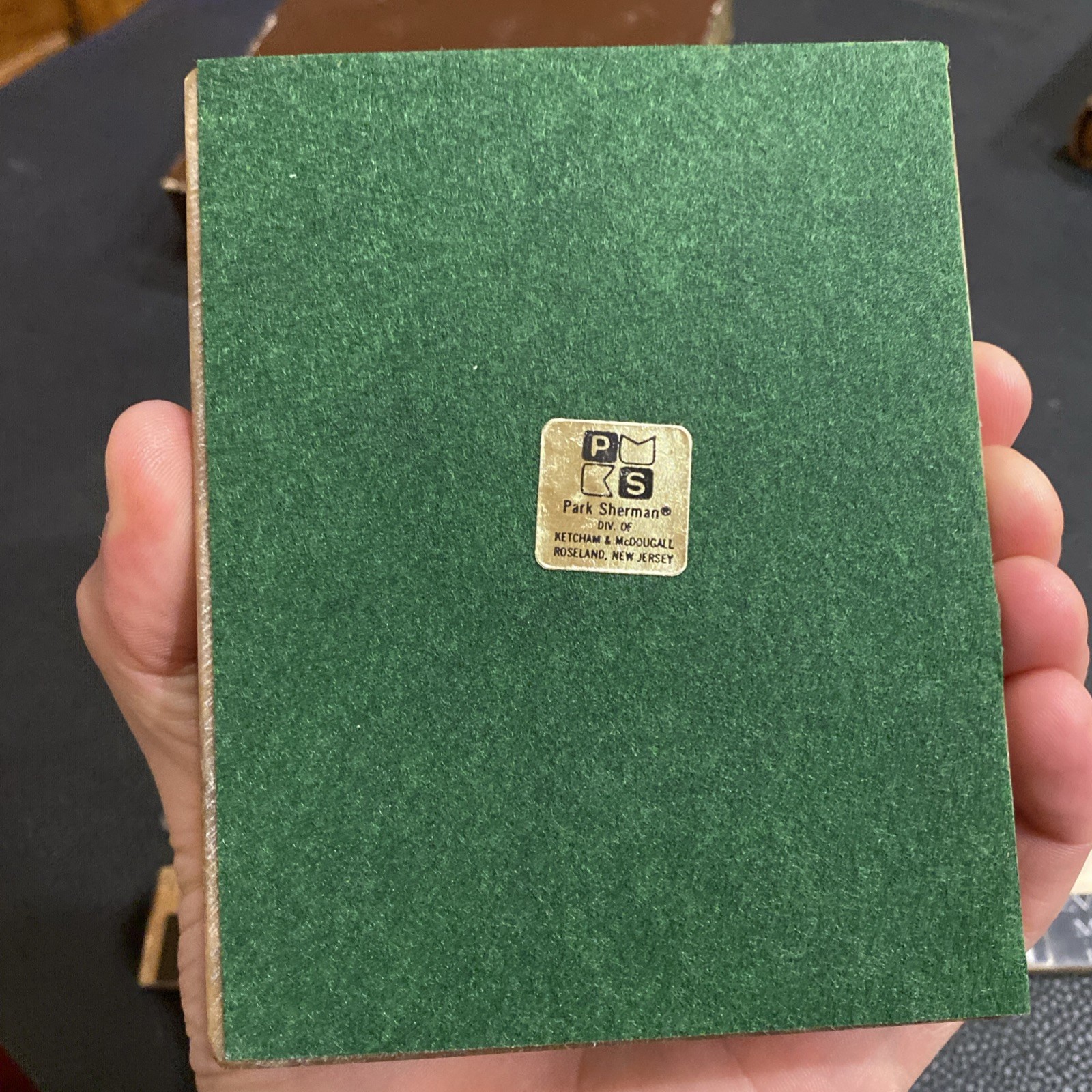 Vtg NIB Park Sherman Caramel Brown Marble Onyx Desk Pen Holder 5"4” NEW In Box